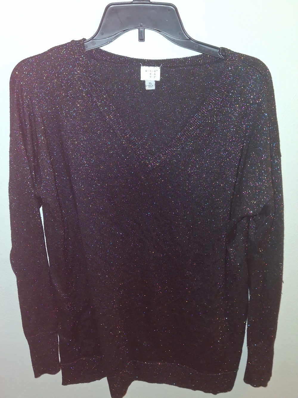 a new day Black V-Neck Sparkle Sweater